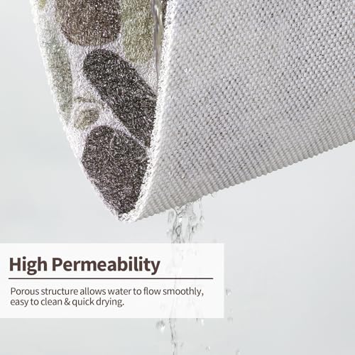 Hombys Non Slip Shower Mat 27x27 in, Shower Floor Mats with Drain Hole, Secure PVC Loofah Mat, Boho Coffee Pebble by HOMBYS - Image 5