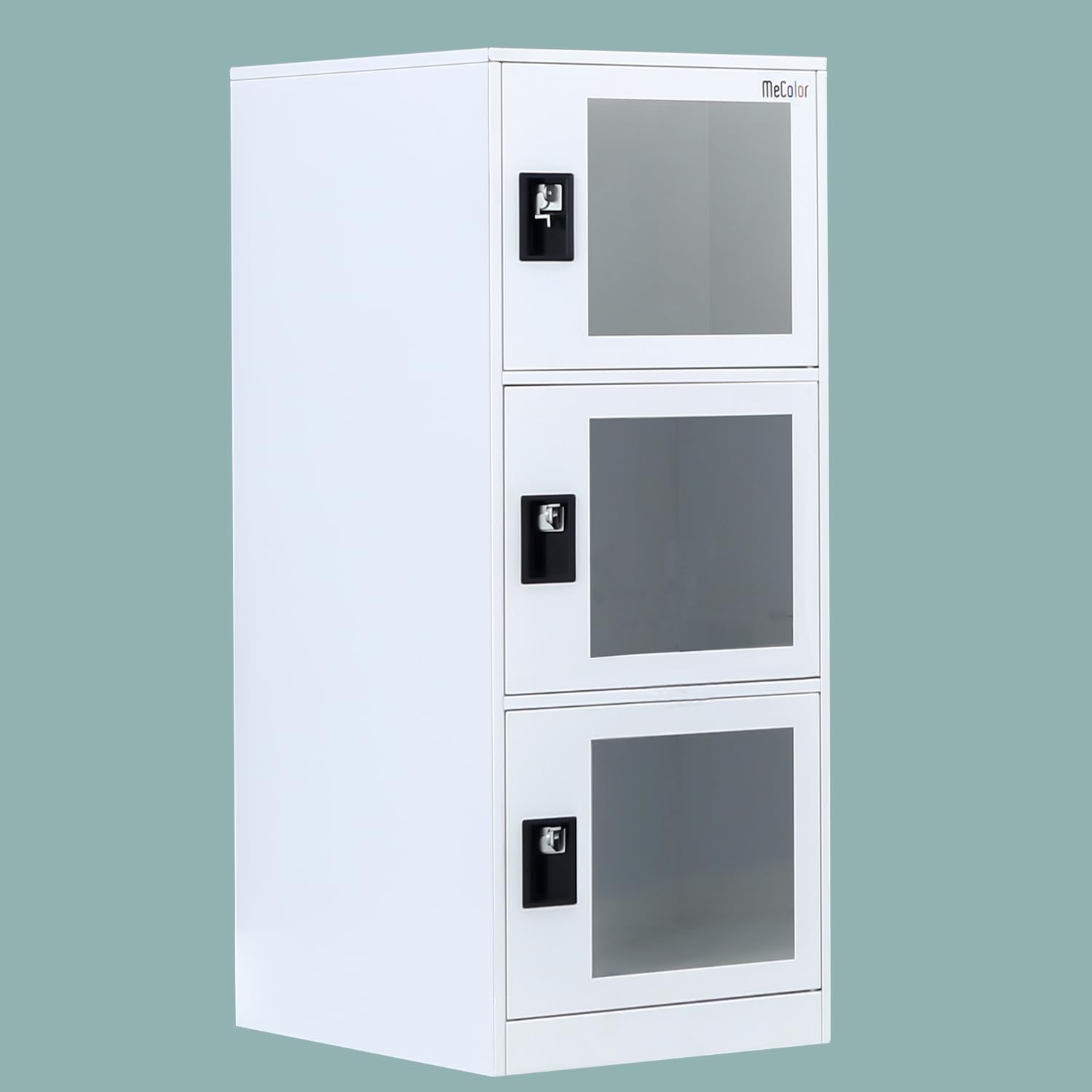 MECOLOR Taquilla Vertical Transparente con candado, taquilla de Gimnasio, taquillas de empleados, casillero de Metal para Oficina, casillero de Almacenamiento de 2 o 3 Niveles (G3V, Blanco Completo)