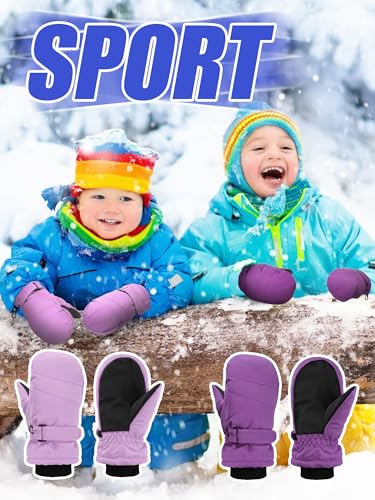 Image of Newcotte 6 Pairs Winter Ski Mittens Kids Waterproof Warm Snow Gloves for Boys Girls Cold Weather Outdoor Activities