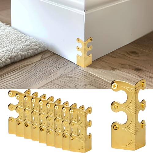 Image of Skiffers Baseboard Corner Protectors, Vintage Metal Covers for Wall Corners, Decorative Skirting Board Protectors (Gold, 10pcs)
