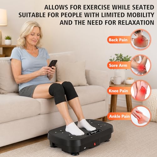 Image of Vibration Plate for Lymphatic Drainage, Vibration Plate Exercise Machine, 130 Levels Vibrating Plate with Bluetooth, Shaker Plate with 450 Lbs Capacity Weight Loss Workout Equipment for Home