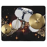 OUUTMEE Schlagzeugteppich Drum Teppich Musiksymbolmuster 152x122cm，rutschfeste Trommelmatte, schalldämmende Unterlage, elektronisches Schlagzeug-Übungspad