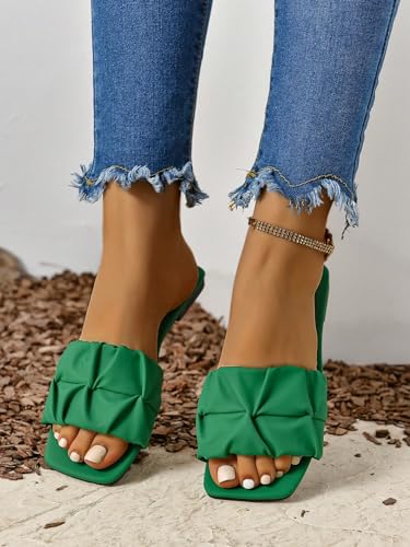 Verdusa Women's Square Toe Pleated Slide Sandals Summer Sandals Slippers4