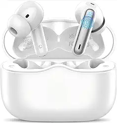 Fone De Ouvido Bluetooth 5.4, Com Borrachinhas, Compatível Com Todo Celular, Cancelamento Ruído, Bateria 16 Horas, Microfone, Controle Touch, Resistente a Agua, Cabo de Carregamento - Linha Premium