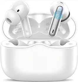 Fone De Ouvido Bluetooth 5.4, Com Borrachinhas, Compatível Com Todo Celular, Cancelamento Ruído, Bateria 16 Horas, Microfone, Controle Touch, Resistente a Agua, Cabo de Carregamento - Linha Premium