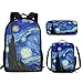 HUIACONG Mochila para adultos, estuche para lápices, bolsa de almuerzo adecuada para niños de 5 a 19 años, Cielo estrellado de Van Gogh