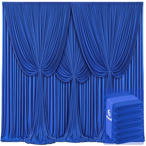 Rideaux de fond bleu roi en tissu infroissable pour fête de mariage