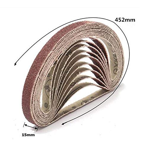 Pas szlifierski 50 szt. Pas szlifierski 15x452mm 60/100/120/240/400/600 Grit do M10 Adapter szlifierki szlifierka narzędzia ścierne(Grit 60)