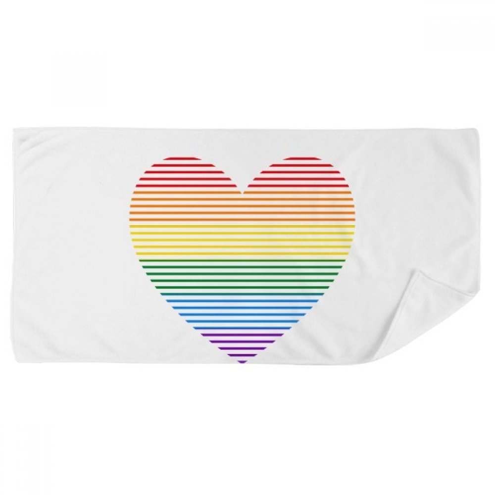 Serviette de bain LGBT avec motif double cœur multicolore 35x70cm