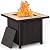 BALI OUTDOORS Propane Gas Fire Pit Table 32 inch 50,000 BTU Square Gas Firepits for Outside, Brown