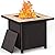 BALI OUTDOORS Propane Gas Fire Pit Table 32 inch 50,000 BTU Square Gas Firepits for Outside, Brown