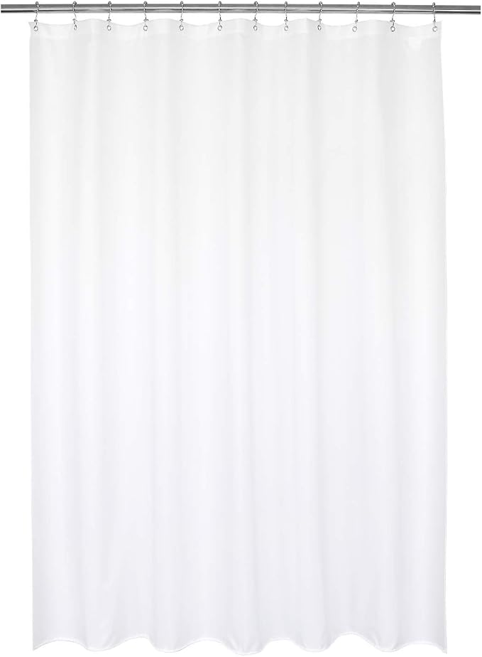 Barossa Design Waterproof Fabric Shower Curtain or Liner Microfiber - Soft Cloth & Hotel Quality, Machine Washable White Shower Curtain Liner for Bath Tub, 72x72 Inches