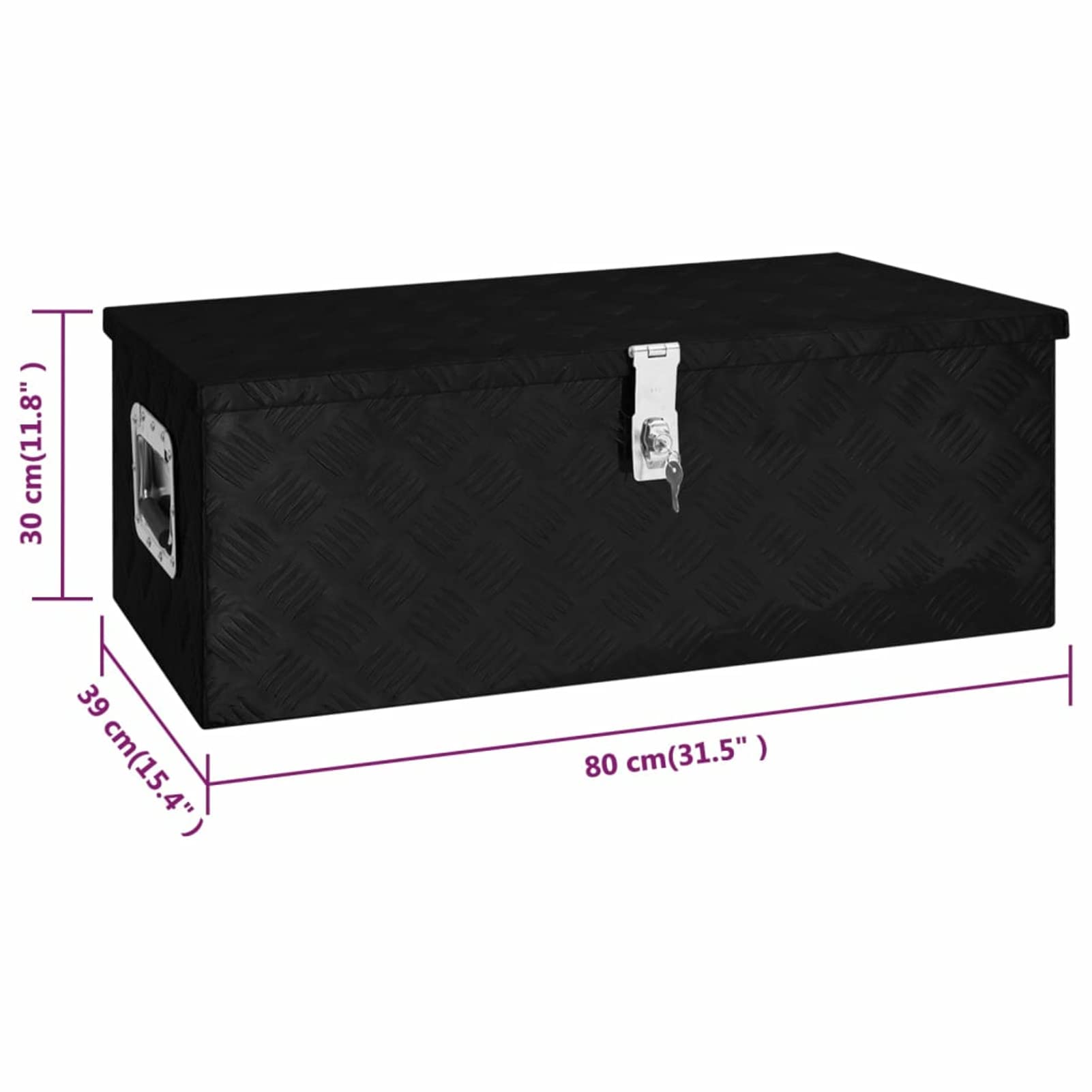 Homgoday Domowe czarne pudełko do przechowywania 80 x 39 x 30 cm Aluminiowe skrzynie i kufry zewnętrzne, pojemnik na narzędzia ogrodowe, stojak na narzędzia ogrodowe, pufa zewnętrzna, skrzynia