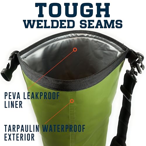 Enthusiast Gear Bolsa Seca Aislada Flotante – 10L / 15L / 25L Roll Top, A Prueba de Fugas, Impermeable, Plegable, con Correa de Hombro Almohadillada - Ideal para Kayak, Pesca, Playa miniatura 5