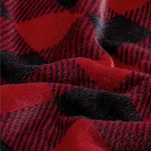 Image of BEDELITE Flannel Sheets Queen Size Bed Set, Luxury Red and Black Plaid Christmas Bedding Set, Super Soft & Warm Fuzzy Fleece Sheets 4 Piece(Include Fitted Sheet, Flat Sheet, 2 Pillowcases)