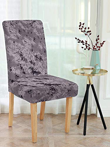 Image of Cortina Dining Chair Slipcovers | Protection Chair Covers | Marble Print, Removable, Washable | Universal Fit Soft Stretchy Polyester Spandex | Living Room, Kitchen, Party | Pack of 1, Marble Grey
