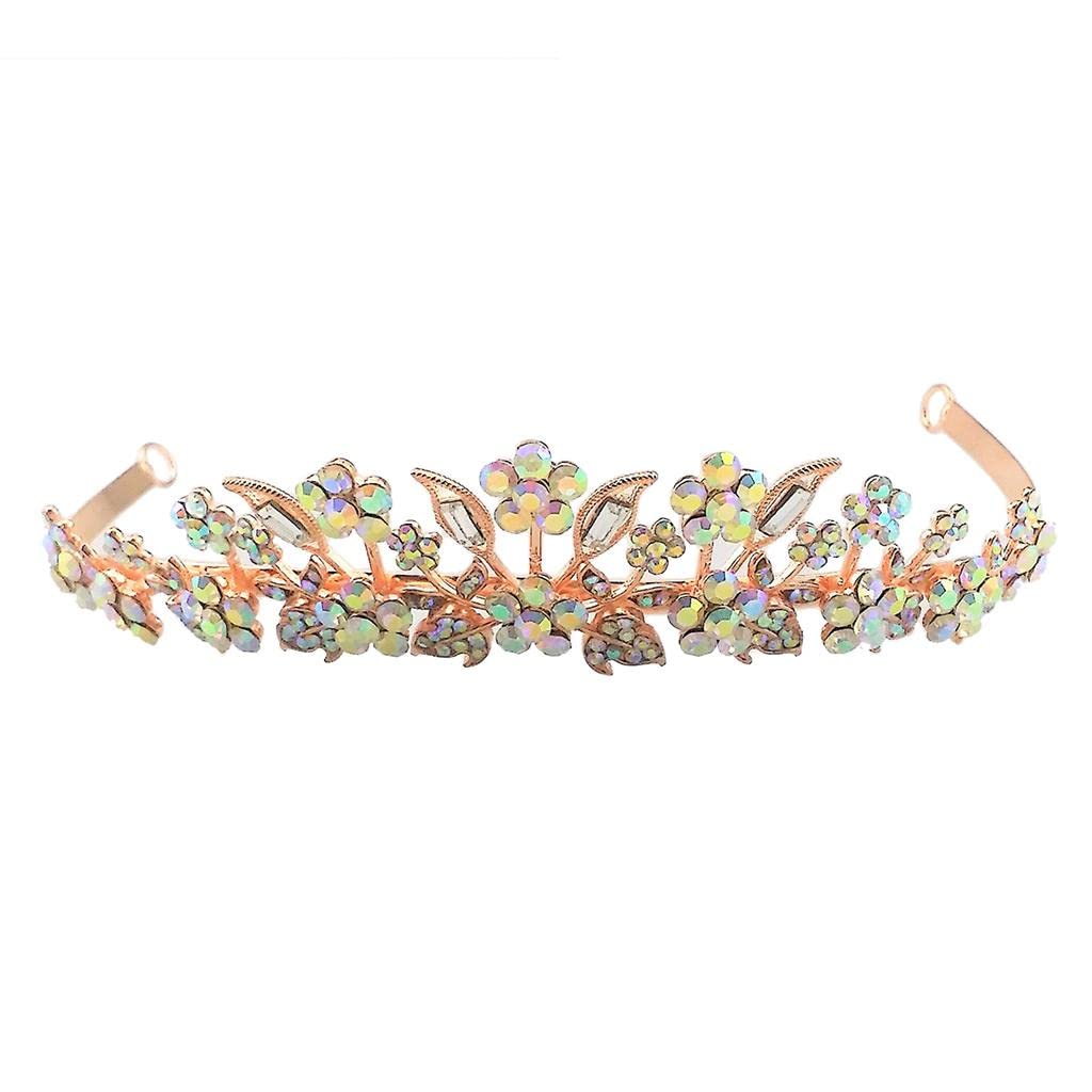 1 PC Bride Crown Headband Rhinestone Plum Crown Bridal Jewelry Rose Golden-image-22