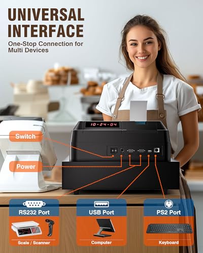 Image of PYY Cash Register for Small Businesses - Electronic Commercial Caja Registradora para Negocio with Locked Cash Drawer Box, 8 Digital Dual Display, 48 Keys, Cashing System Restaurant Supermarket