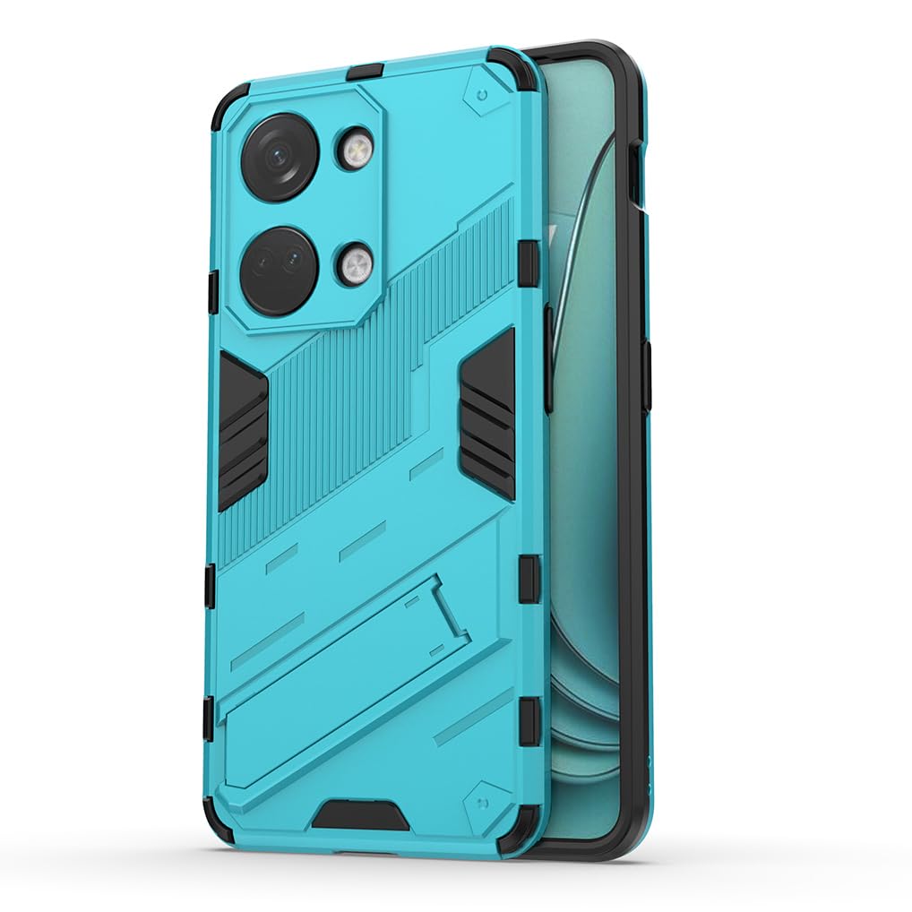 SEAHAI Cover per OnePlus Nord 3 5G, [Militare Anti-Caduta] Cornice Paraurti in Silicone Morbido Ultra Sottile Custodia, con Supporto Pieghevole Nascosto Kickstand - Blu