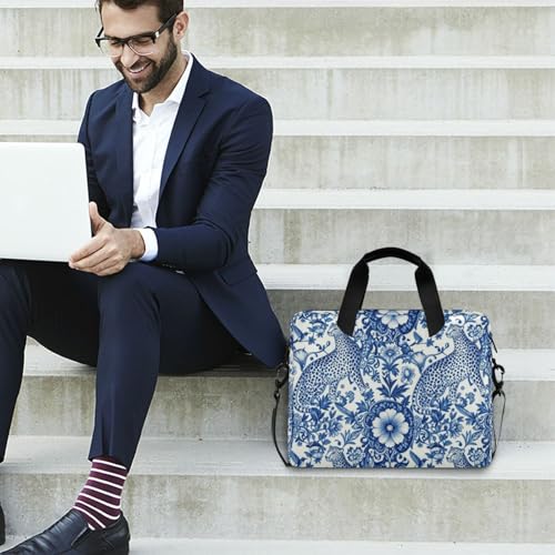 Funda portátil para laptop 15.6 pulgadas con asa y correa azul miniatura 3