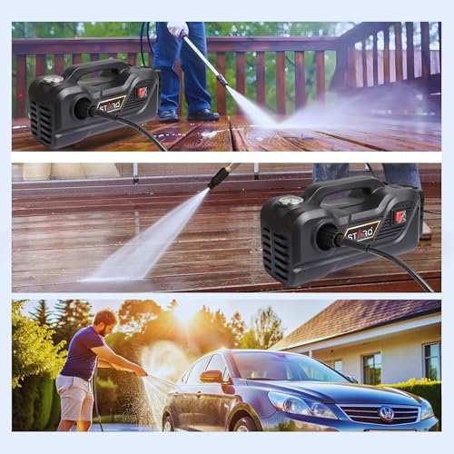 Image of STARQ TurboMax 48V Cordless High Pressure Washer, 1020W, 100 Bar, 8 LPM, Portable Car, Bike & Home Cleaning Washer with 8 Meter Hose and 2 x 4000mAh Battery (Double Batteries Included)