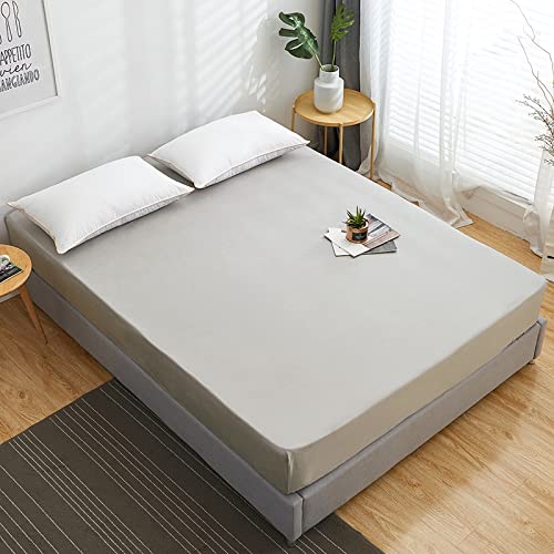 FLCAFitted Sheet - Deep Pocket Brushed Velvety Microfiber, Breathable, Extra Soft and Comfortable - Wrinkle, Fade, Stain and Abrasion Resistant (platinum, Double)