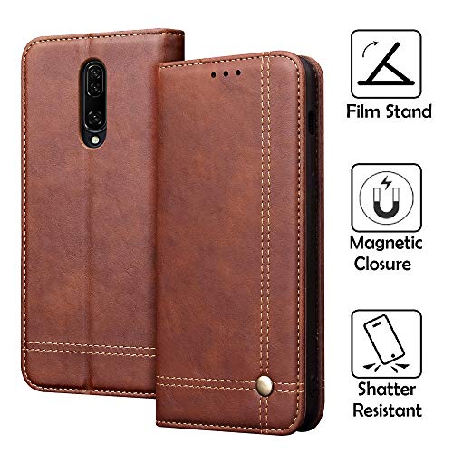 REAL-EAGLE Oneplus 7 Pro Case, Oneplus 7 Pro Wallet Case,Oneplus 7 Pro Premium PU Leather Wallet Protection Case with [Kickstand] [Card Slots] [Magnetic Closure] for Oneplus 7 Pro 2019 (Brown 7Pro)