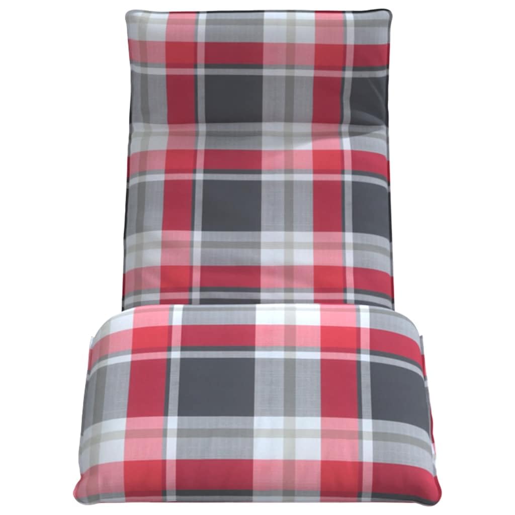 Czerwony składany leżak w kratkę 175x54x8,5 cm ze strukturą