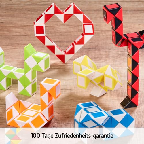 CUBIDI® Original Mini Magic Snakes 6er Set - mit 24 Blöcken pro Snake | Knobelspiele für Kinder ab 6 & Erwachsene | Die perfekten Mitgebsel für den Kindergeburtstag | Fördert Kreativität & Motorik