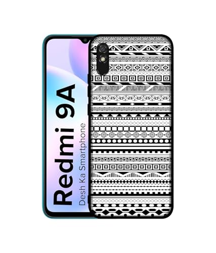 Image of Black & White Patterns Design Premium 2D Printed Metal Back Case Cover for Mi Redmi 9A / 9A Sport / 9i / 9i Sport