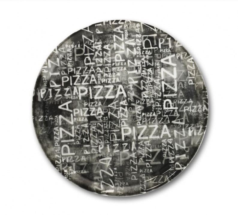Saturnia Pizzaitalic Black & White Piatto Pizza 33 cm Set 6 Pz In Porcellana