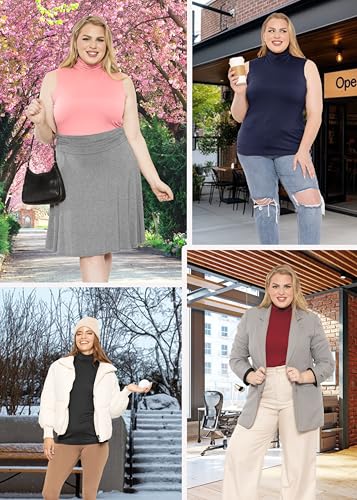 Image of Womens Turtle Neck | Long Sleeve and Sleeveless Top | Plus Size XL-7X | Tops Women White Turtleneck Women