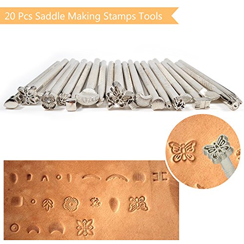 Leather Tools SIMPZIA 52 pcs Leather Kit with Stitching Groover, Prong Punch and Leather Working Saddle Making Stamps Tools Set for DIY Leathercraft - Thumbnail 6