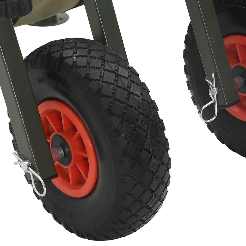 Wózek wędkarski z 2 kółkami, stal malowana proszkowo, wózek ręczny, nośność 150 kg, składany, do wędkowania, na kemping, do transportu akcesoriów wędkarskich nad jeziorem, rzeką, brzegiem