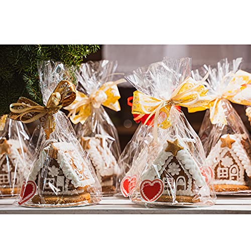 Yotelab Cellophane Bags, 7" X14" Clear Cellophane Treat Bags With Twist Ties, Cello Bags 100 Pcs #TOP3