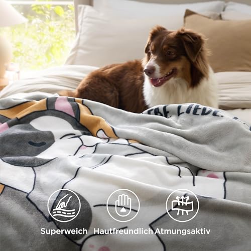 BEDSURE Kuscheldecke Geschenke Deko Decke - 130x150cm, Grau Bulldogge – Ansicht 6