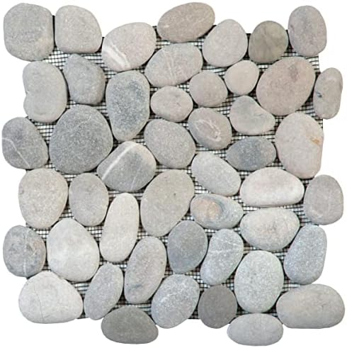12"x12" Grey Round Pebble Tile by DECOPLUS
