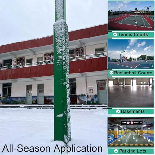 6ft Basketball Pole Pads - Weatherproof, UV-Resistant, 1” Thick Foam Padding, Hook/Loop Closure for Enhanced Player Safety & Protection - Square Shape Padding