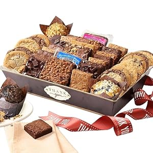 Broadway Basketeers Thank You Gift Baskets, 44 Brownies and Cookies Individually Wrapped for Freshness. Assorted Topping and Flavors
