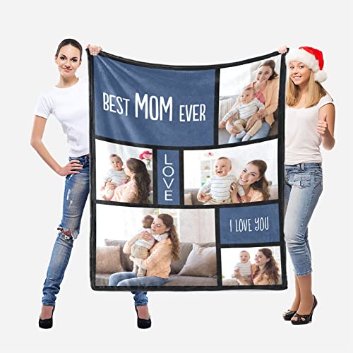 Best Mom Ever Gifts, Mom Gifts for Christmas, Custom Blankets with Photos, Personalized Photo Blankets and Throws, Personalized Gifts for Women, Various Sizes, Photo Gifts for Mom Grandma
