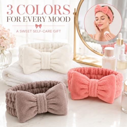 3 Pieces Spa Headbands for Women Makeup Headband for Washing Face Shower Terry Cloth Hairband Spa Shower Gifts — view 3