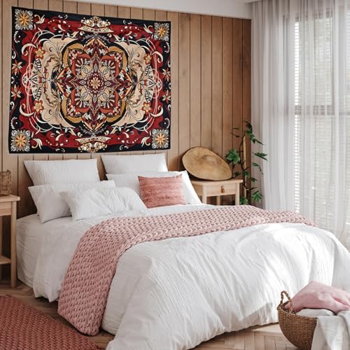 KoovDem Bohemian Mandala Tapestry - Moth Tapestry-Bedroom living room tapestry - Room Decorative Tapestries-Aesthetic tapestry (Purple Red, 39.37”W*29.92”H) - Thumbnail 2