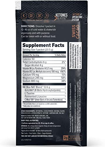 Prüvit Keto//Os Nat® Swiss Cacao Keto Supplements – Charged - Exogenous Ketones - Bhb Salts Ketogenic Supplement For Workout Energy Boost For Men And Women (20 Count) #TOP2