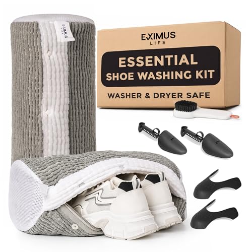 XL Tennis Shoe Washing Machine Bag with Magnetic Zipper Protection │ Reusable Laundry Shoe Cleaning Bag for Sneakers - Deep Cleans Without Damage │ Washer & Dryer Safe │ 7 in 1 Essential Wash Bundle
