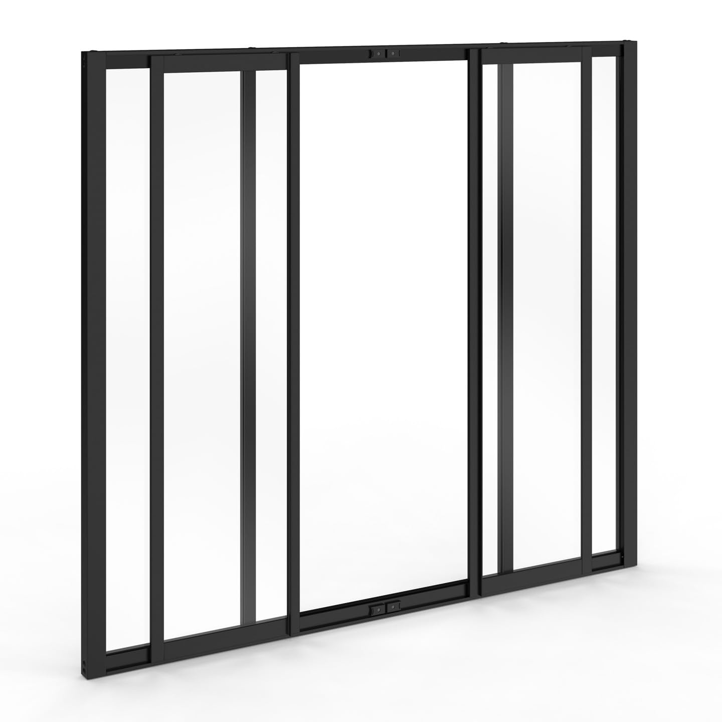 IDMarket - Verrière Atelier coulissante 4 vitrages L. 120 x H.108 cm en métal Noir et Verre trempé