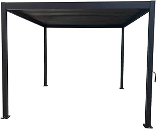 OUTLIV. Gartenpavillon Mira -, Aluminium Stahl, langlebig, wasserdicht, verstellbare Dachlamellen, wetterfest, 300x300 cm, Anthrazit