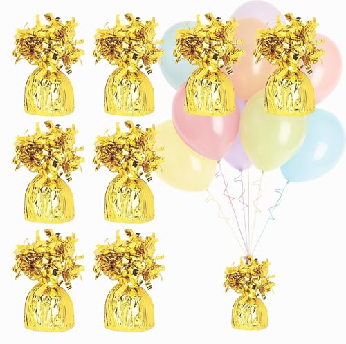 8 pesos dorados para globos – Pesos de globos de helio para fiestas de cumpleaños y bodas, decoraciones de arco de guirnalda, ideales para Acción de Gracias, Navidad, aniversario, celebraciones de