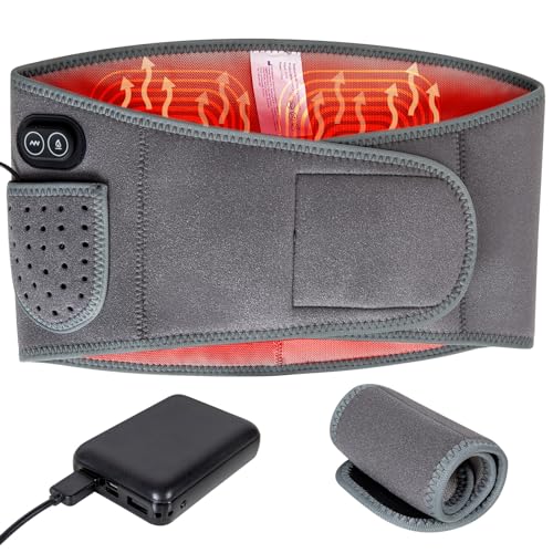 Heating Pad,Cordless Heating Pad with Massager,Portable Heating Pad for Back Pain Relief, Adjustable Heated Back Belt with Rechargeable Battery,Warmer Lumbar Support with 3 Fast Heating Massaging Mode