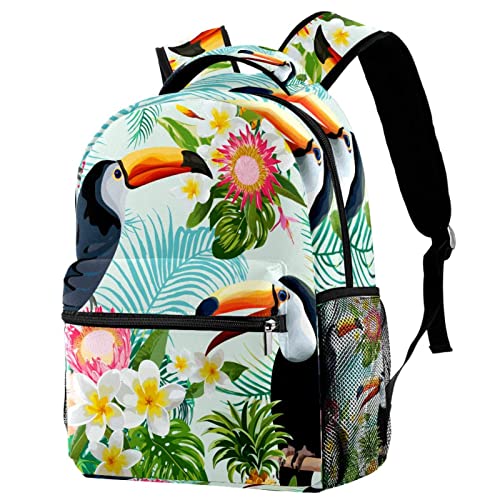 Sac à dos de voyage imprimé toucan tropical coloré avec poches ergonomiques