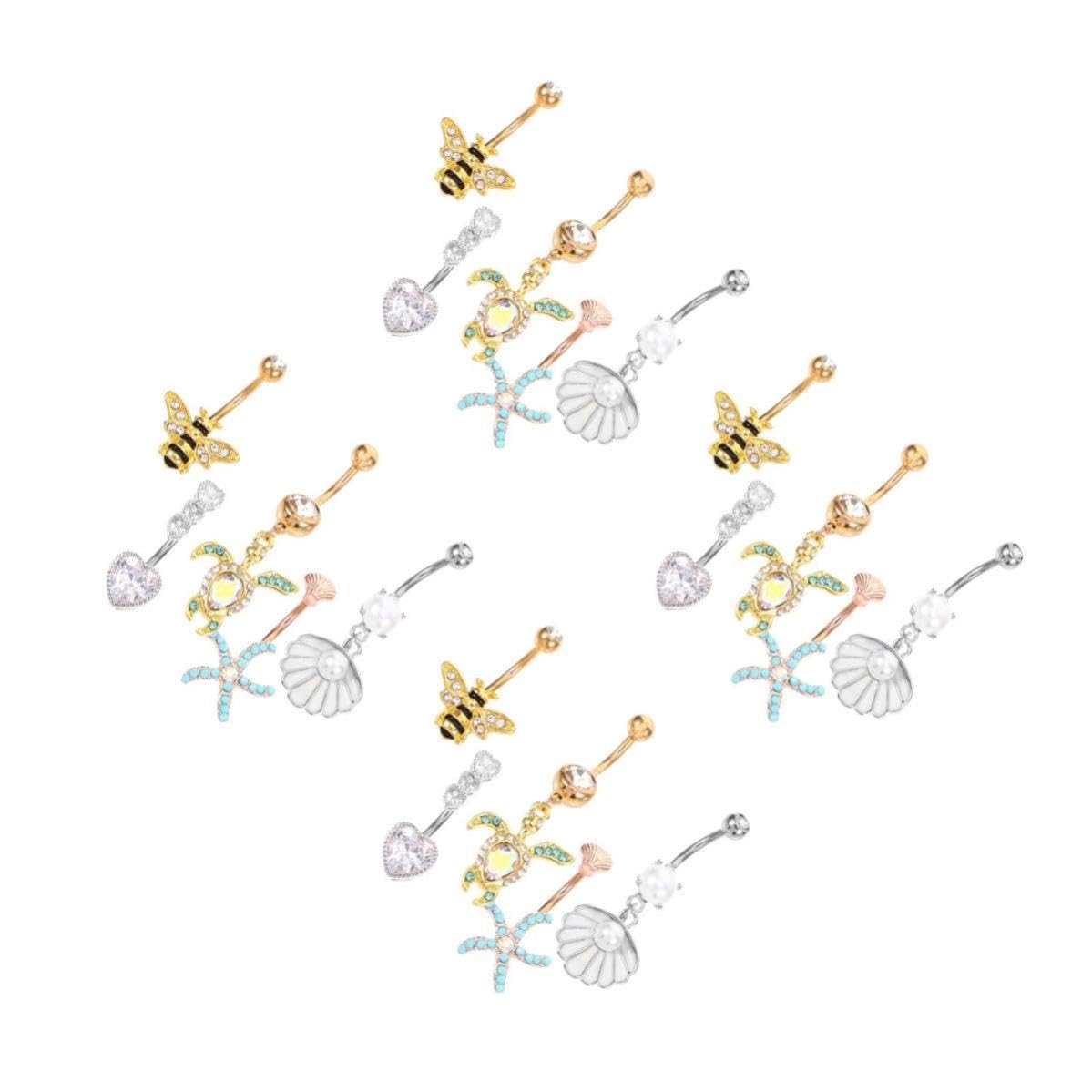 Abaodam 20 Pezzi Piercing Ombelico in Lega con Pietre Brillanti, Design Elegante e Superficie Liscia Lucidata, Resistente alla Ruggine allo Sbiadimento, per Ragazze e Donne alla Moda
